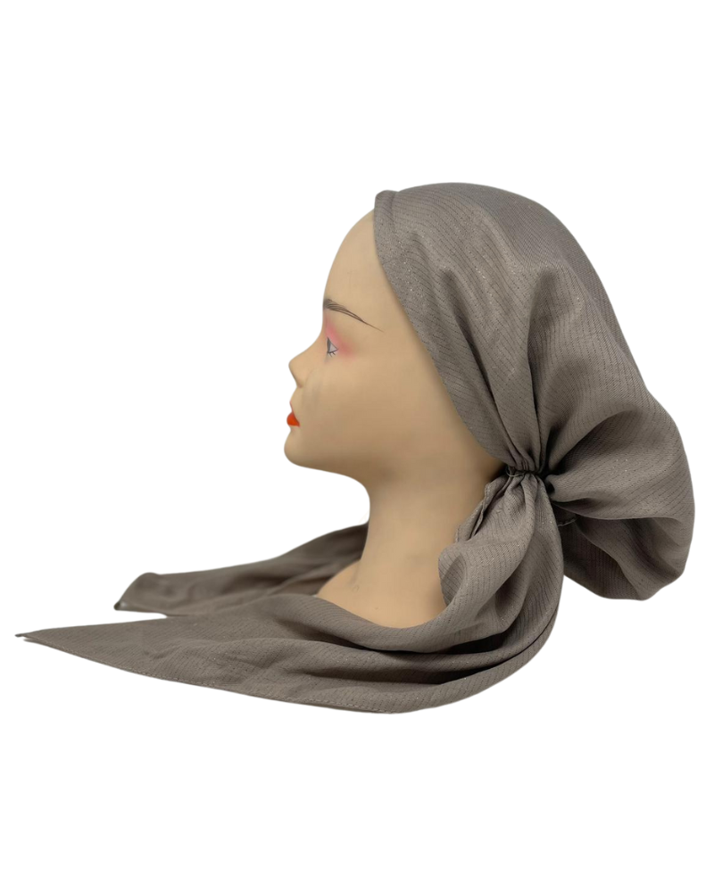 Revaz HS207E Grey Lurex Lines Pre-Tied Bandanna with Velvet Grip myselflingerie.com