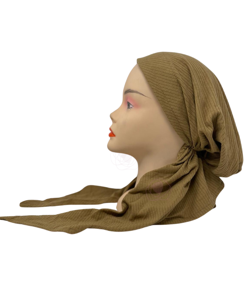 HS502D Tan Ribbed Adjustable Pre-Tied Bandanna with Velvet Grip