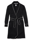 Petite Plume PRBW Black Pima Cotton Short Wrap Robe myselflingerie.com