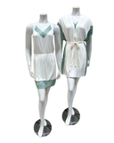 Oh! Zuza Ivory and Sea Green Laced Edge Modal Chemise & Wrap Set