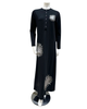 Nico Italy AK812 Starburst Screen Print Snap Front Black Cotton Nightgown myselflingerie.com