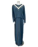 Chicolli Denim Color Inset Bamboo Cotton Button Down Nightgown