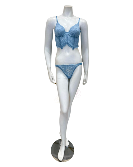 Cosabella MAGNO1161 + 0551 Aasmani Blue Magnolia Longline Underwire Bra & Panty Set myselflingerie.com