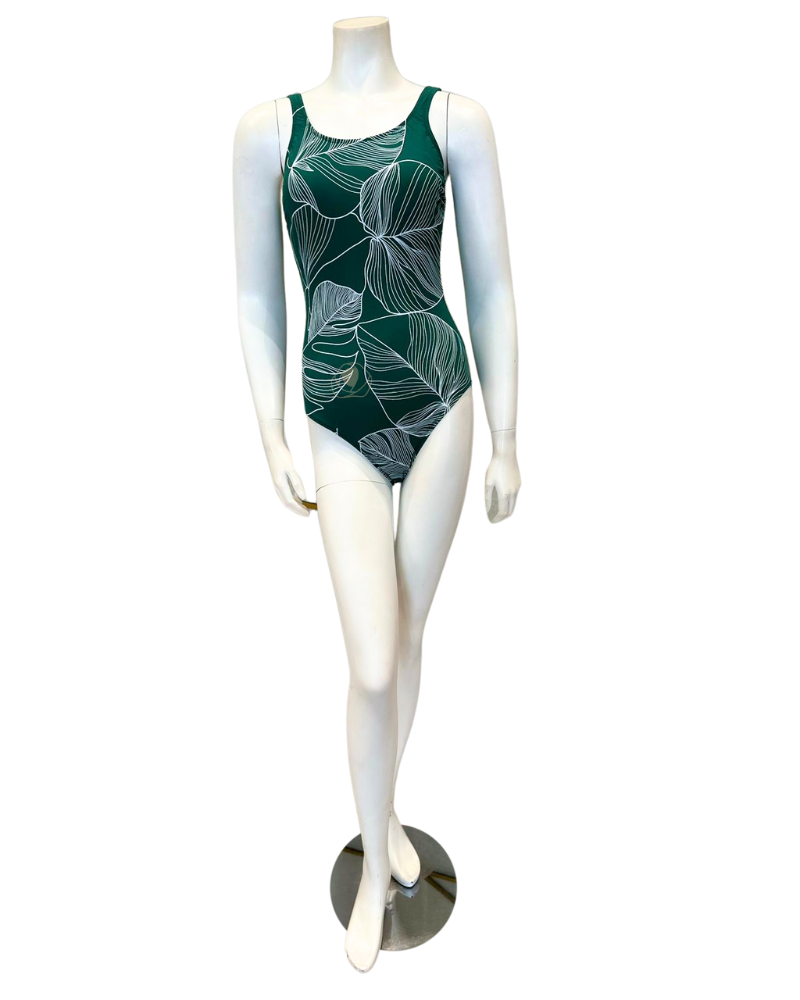 Gottex 24NE180 Green/White Natural Essence High Neck Swimsuit myselflingerie.com