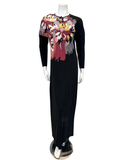 Lunderbeck N5007-23A Black Painted Floral Button Down Nightgown myselflingerie.com