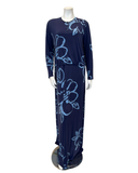 Chicolli Blue Hibiscus Print Bamboo Cotton Nursing Nightgown